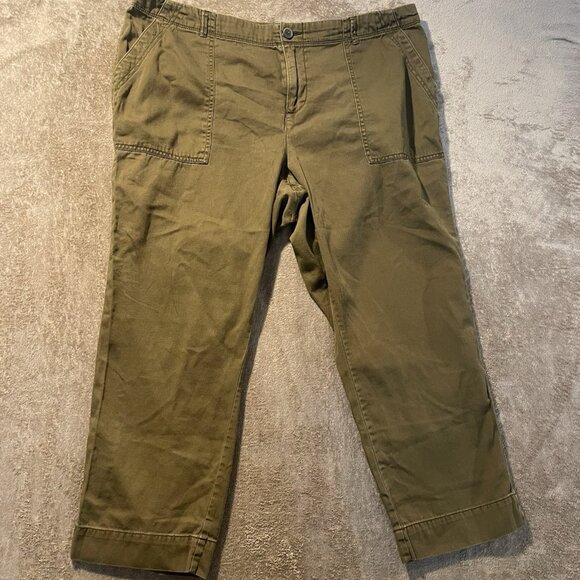 Old Navy Pants Womens 16 Brown Ankle High Rise Cargo Straight Leg - Picture 1 of 7